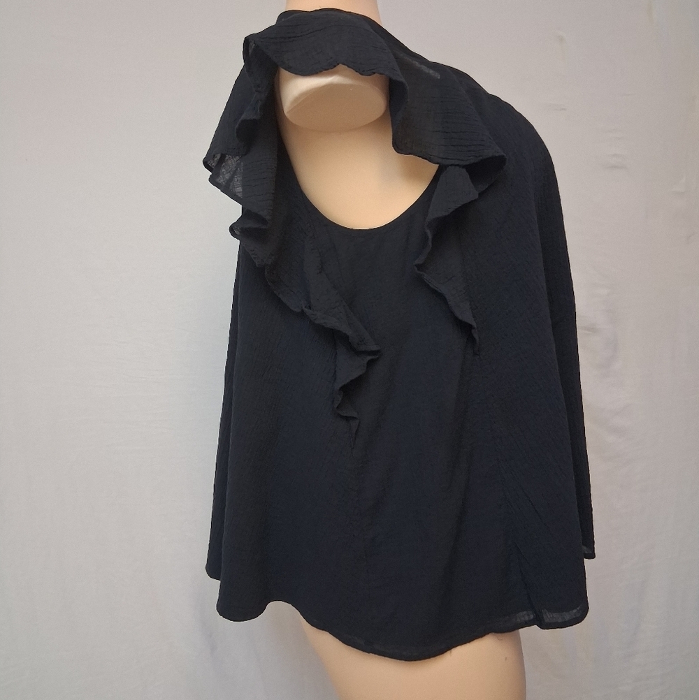COS Black V-Neck Ruffle Blouse - Picture 9 of 17